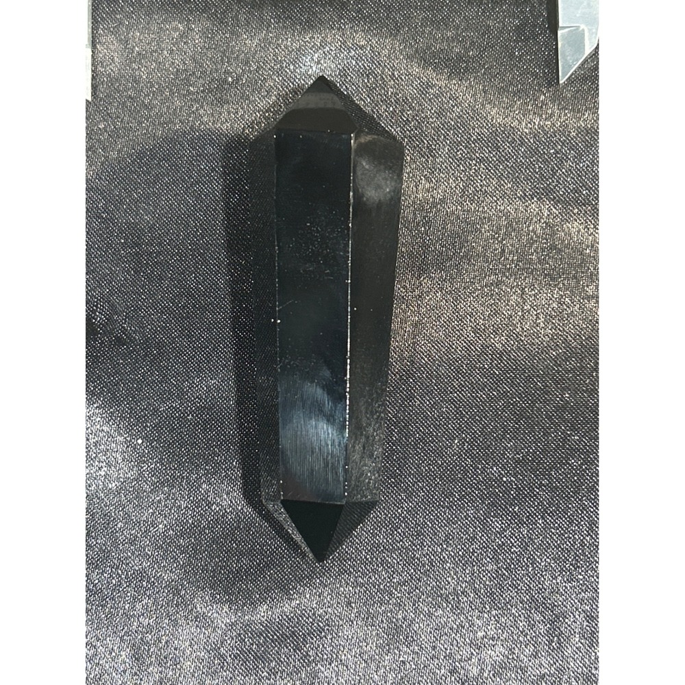 Black Obsidian Double Terminated Crystal Wand Point 3.4 Inch Hexagonal Prism